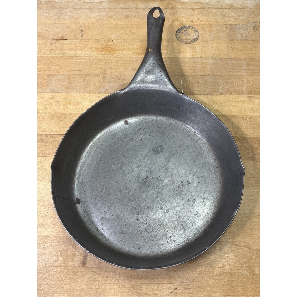 Vintage Carbon Steel Skillet Frying Pan Campfire Cowboy Cooking Rustic